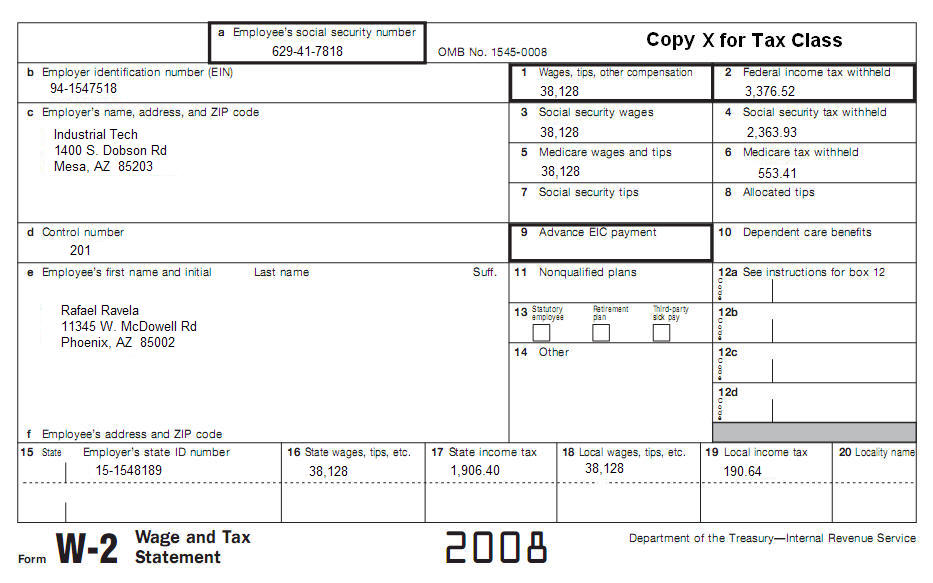 W2, including income