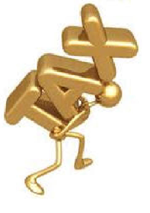 image of golden-man carrying "tax" letters on his back.